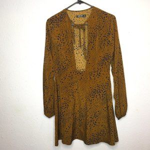 Nasty Gal, size 6, women's leopard print swing mini dress dark brown and black.